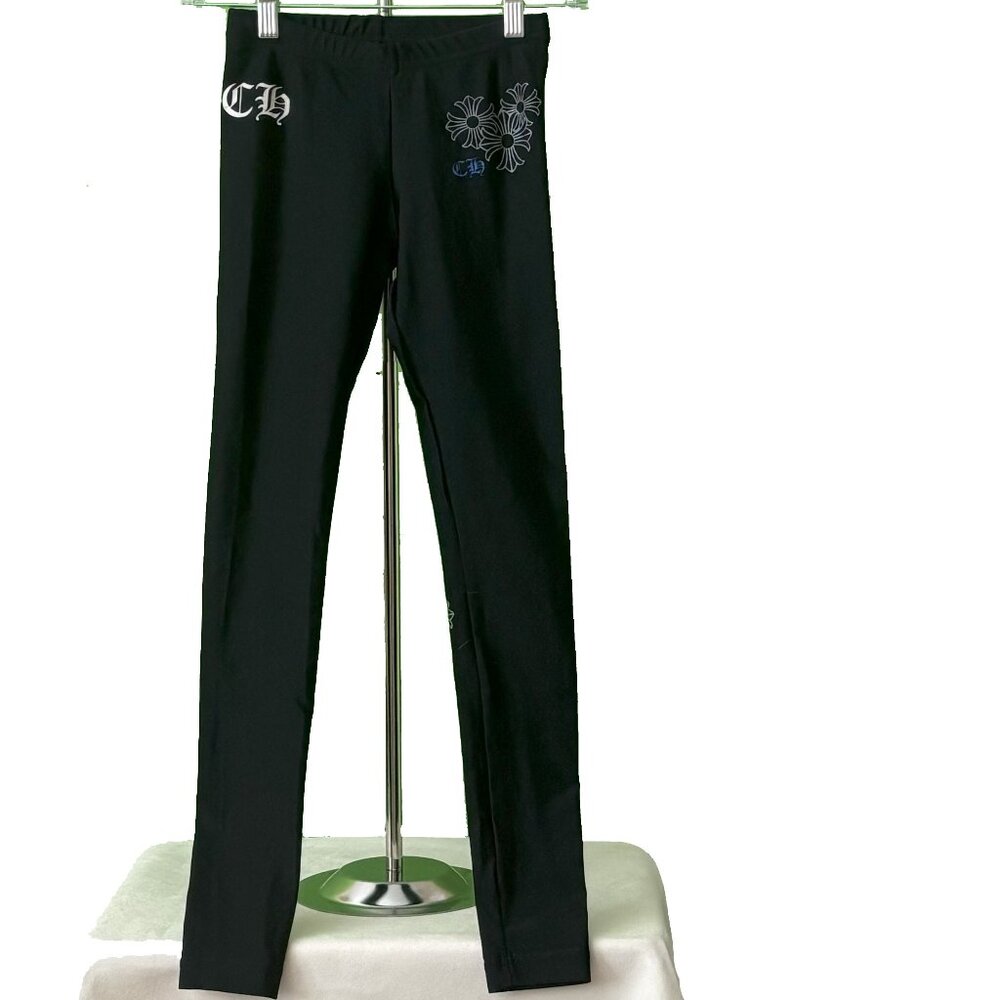 Chrome Hearts Black Graphic Leggings – XS (Vintage)